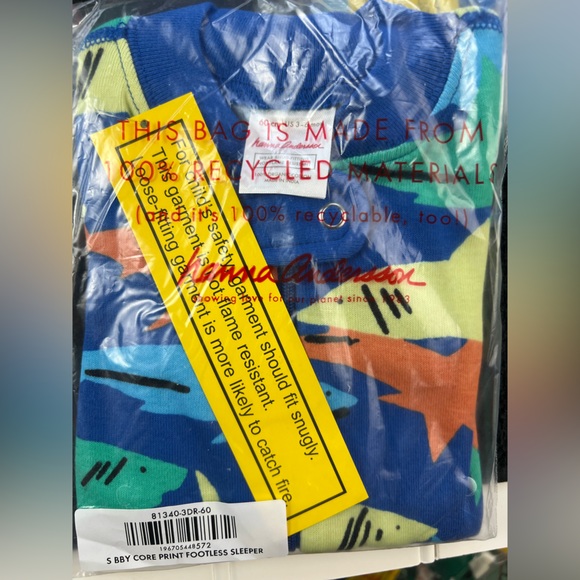 NWT HANNA ANDERSSON 2 Way Zip Shark Pool Org Cotton Sleeper - Picture 2 of 2